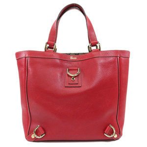 Gucci Logo Tote Bag Calf Leather Red